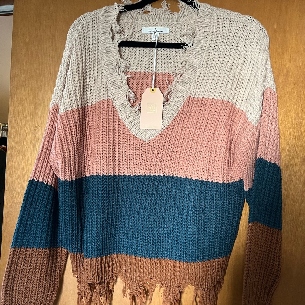 Boutique Western Boho Style Sweater Multi Color Size Large